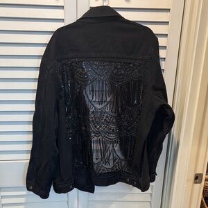 Elegant Black Women's Jean Jacket with Embellishments